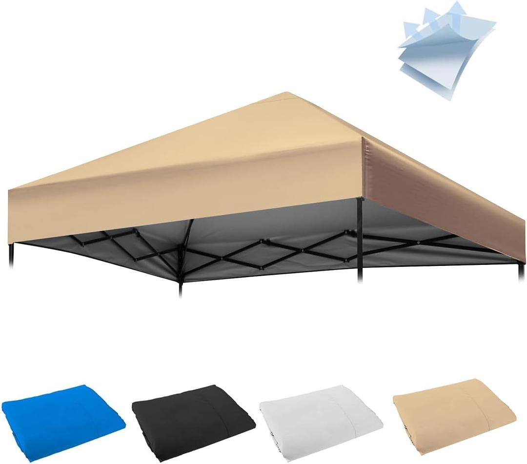 10x10FT Canopy Tent Replacement Top, Instant Pop Up Canopy Straight Leg Replacement Cover for Outdoor Garden Picnic, Camping (Beige)