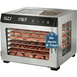 Food Dehydrators, 8 Trays Dehydrator Machine for Jerky, 24H Timer 176°F Temperature Control 800W Powerful Food Dryer Dehydrator for Beef Meat,Fruit,Herb,Mushroom,Dog Treats (8 Trays)