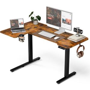 L Shaped Electric Standing Desk,51x31.5 Reversible,Rustic Brown