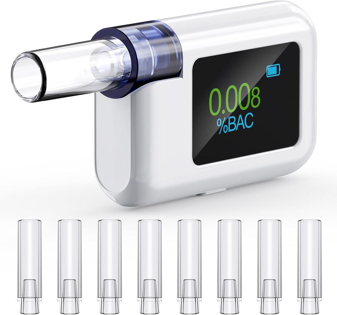 Digital Breathalyzer-High Accuracy Breathalyzers for Alcohol with Tri-Color BAC Range Alarm,Type-C Rechargeable Portable Alcohol Breathalyzer Tester for Personal Home & Party Use|8 Mouthpieces