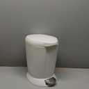 simplehuman 6 Liter / 1.6 Gallon Compact Plastic Round Bathroom Step Trash Can, White Plastic