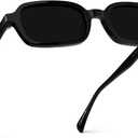 WearMe Pro WMP Eyewear Womens Slim Rectangular Sunglasses: 90s Compact Frame, Anti-Reflective Lenses, Minimal Style (Black)