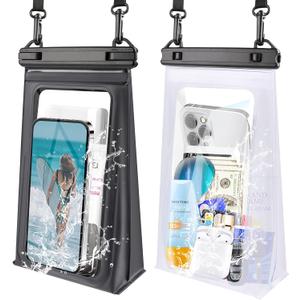 2 Pack Large Waterproof Phone Pouch, IPX8 Double Sealing Floating Waterproof Bag for iPhone 16 15 14 Pro Max Sumsang S25 S24 Google All Devices (White+Black) 2 Pack Large Waterproof Phone Pouch, IPX8 Double Sealing Floating Waterproof Bag for iPhone 16 15 14 Pro Max Sumsang S25 S24 Google All Devices (White+Black)