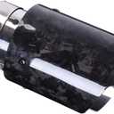 CARMON Real Forged Carbon Fiber Exhaust Tips with Silver Stainless Steel Muffler Pipes (inlet ID 2.5",outlet OD 4")