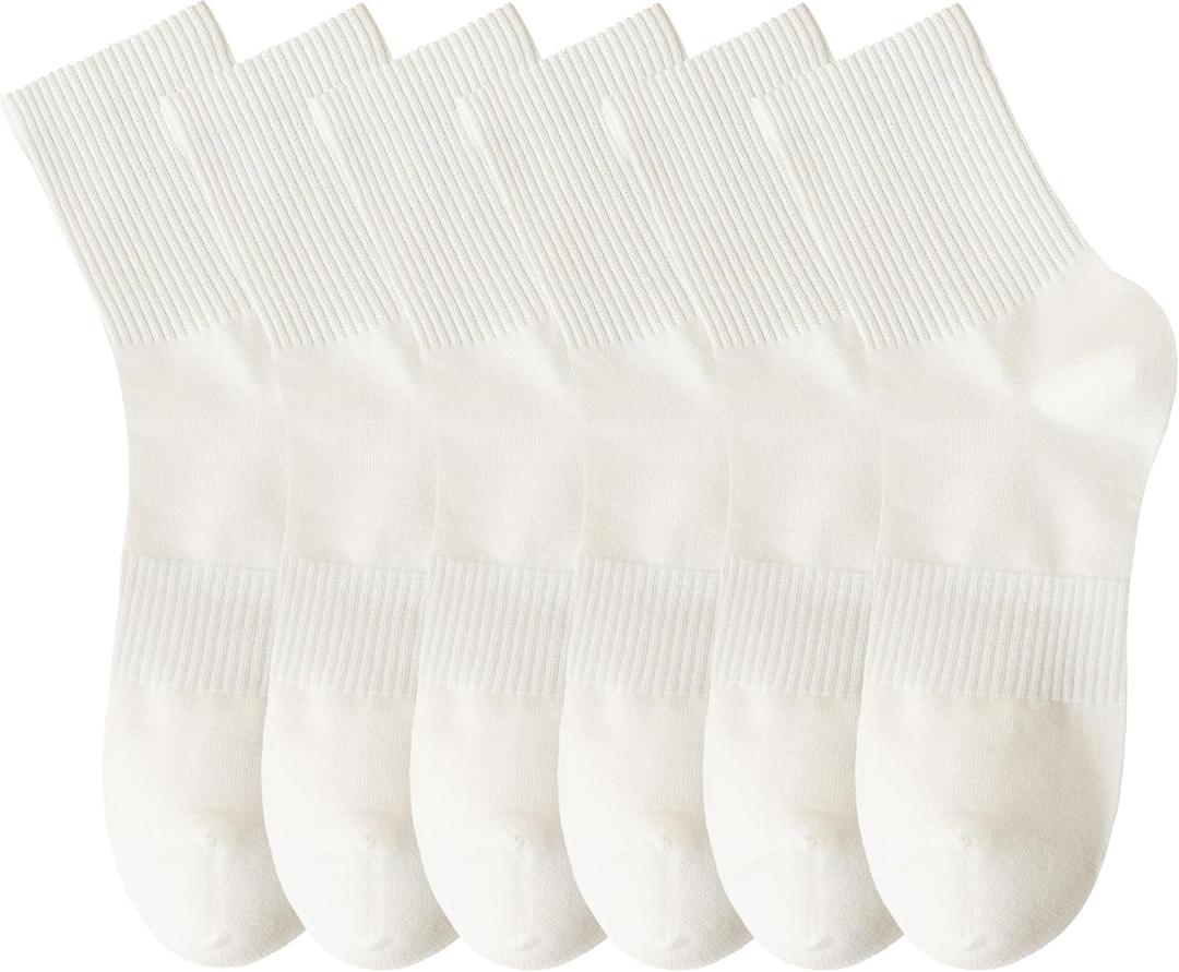 MAGIARTE Mens Athletic Cotton Quarter Crew Socks Moisture Wicking Odor Control Arch Support Compression Running Socks for men (11-14, Color#01 White (6 Pairs))