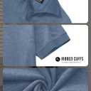 Mens Terry Polo Shirts Johnny Collar Casual Summer Short Sleeve Buttonless Shirt (Blue, M)