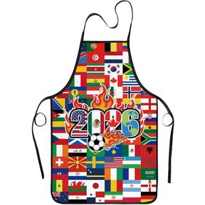 Soccer Apron for Women Men, 2026 World Cup Soccer Theme Apron, 2026 World Cup Party Decor for Football Fans, Cooking Kitchen Chef Apron for Grilling Baking, World Cup Party Supplies