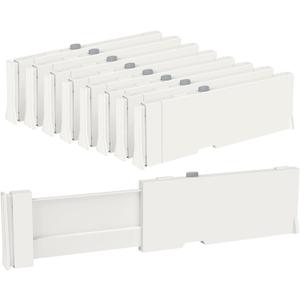 Vtopmart Drawer Dividers for Clothes 8 Pack, Adjustable 4" High Expandable from 11.6"-17" Dresser Drawer Organizer, Plastic Drawers Separators for Dresser, Baby Clothes, Kitchen and Office Storage (White)