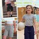 3 Pack Girls' Cargo Bermuda Shorts | Knee Length Sweatshorts, Loose, Summer, Athletic, Baggy, Elastic Waist, Daily, Hiking, Running, School, 4 pockets, 5-14 Years