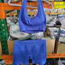 Two Piece Workout Sets For Women Sports Bra Matching High Waist Scrunch Butt Shorts Gym Yoga Athletic Clothes (Medium, Blue)