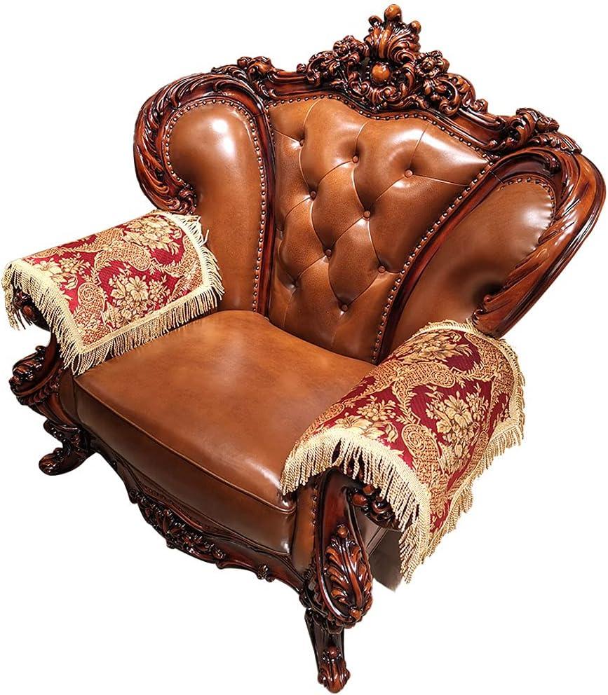 LUFEIJIASHI Luxury Sofa Armrest Covers Couch arm Covers for recliners Sofas Chairs Anti-Slip Furniture Protector Washable Set of 2,FRSG-red