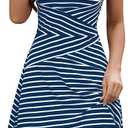 Women's Casual Summer Dresses 2025 Striped High Waisted Crewneck Sleeveless A Line Mini Tank Dress, L