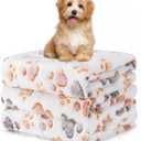 1 Pack 3 Blankets Fluffy Premium Fleece Soft Pet Blanket Flannel Throw for Cat Dog Puppy (Medium 30x20'', Paw-White)