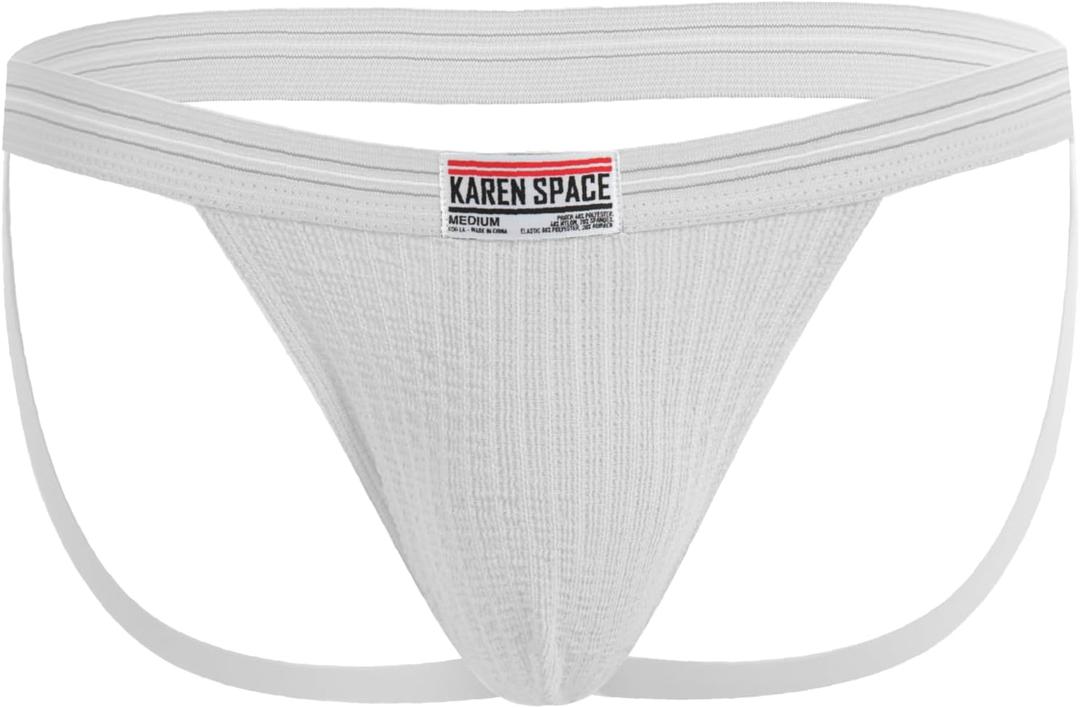 Breathable Mesh Jockstraps for Men, Cotton Pouch Athletic Supporters for Men (White, L)