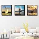 16x16 Frame Black With Mat 12x12 Solid Wood Picture Frames Wall Mounting (3 pack, 16x16 Inch)