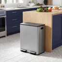 DUMOS 2x8-Gallon Dual Trash Can, Kitchen Garbage Bin with Lid, Matte Gray