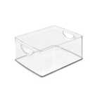Plastic Food Storage 1 Pack Clear Container Bin with Handles for Organizing Kitchen, Pantry, Refrigerator, Freezer, Pantry, Cabinet, Closet, Bathroom 10”x8”x5”