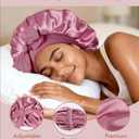 Yanideer 3 pcs Adjustable Satin Bonnets for Sleeping Double Layer Satin Lined Hair Bonnet with Tie Band for Women Curly Hair