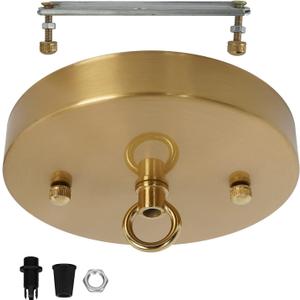 5.9 Inches Brass Ceiling Light Canopy Plate, Metal Canopy Kit for Modern Pendant Light Chandelier, Light Fixture Mounting Hardware (Brass)