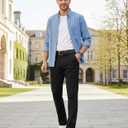 ESSYSHE Mens Slim Fit Flat Front Dress Pants Wrinkle Free Khaki Pants 36 W 28 L (Black)
