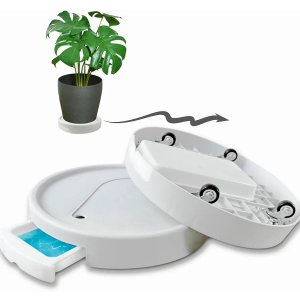 Giliger Plant Stand with Hidden Wheels, 2 Packs 12 Inch Rolling Heavy Duty Plant Caddy for Plant Pots with Drainage Tray Metal Casters for Indoor and Outdoor Use, 2024 UPGRADE Durable PP Material