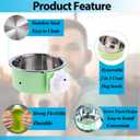 Mechpia 2 Pieces Crate Dog Bowl, Removable Stainless Steel Pet Kennel Hanging Food Water Feeder Bowl Cage Coop Cup for Puppy Medium Dog Cat Rabbit Ferret Bird (Blue,Green)
