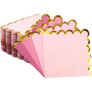 100 Pcs Pink Cocktail Napkins with Gold Foil Scalloped Edges 5 x 5 Inch Party Napkins Disposable Thick Paper for Wedding Dinner Birthday