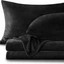 BEDELITE Flannel Sheets Full Size Black - Super Soft Fleece Sheets Set Fluffy Extra Plush, 4 Piece(Include Fitted Sheet, Flat Sheet, 2 Pillowcases)