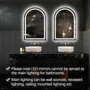 Niccy Arched LED Bathroom Mirror, 36x24 Arch Wall Mounted Frameless Bathroom Mirror for Vanity, Smart Lighted Frontlit Mirrors with Memory Function for Bathroom Bedroom Beauty Hair Salon