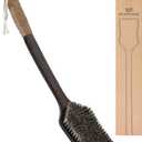 Back Scrubber Shower Brush,Dry Brushing Body Brush with 17.7 Inch Curved Long Handle, Natural Bristles for Lymphatic Drainage, Soft & Stiff Bristles Available (Medium-Soft Horsehair)