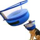 Inflatable Dog Cone Collar, Adjustable Size Velcro with Soft Padding Collar After Surgery for Medium Dogs to Stop Licking,Extra Enhanced Anti-Licking Guard Shield for Pets(Blue/M(6-9" Neck))