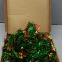 5 FT Pencil Christmas Tree with 90 Colorful Lights, Collapsible Artificial Sequin Pop Up Christmas Tree, Skinny Pencil Tinsel Christmas Trees, Xmas Tree for Home Apartment Basement Fireplace