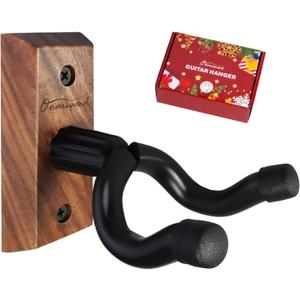 Guitar Wall Mount, Black Walnut Wood Guitar Hanger, U-Shaped Guitar Wall Hanger Mount, Guitar Holder Hook Stand Wall for Acoustic, Electric Guitar, Banjo, Bass, for Guitar Player Men Boy