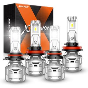 SEALIGHT 9005 H11 60000LM Bulbs, 6500K Cool White 9005 H11 Fog Lights with 15000RPM Cooling Fan, 60,000-hour Ultra-long Lifespan, Plug-N-Play, Pack of 4