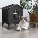 Rest-Eazzzy Cat House for Indoor and Outdoor Cats in Summer, Waterproof, Fully Insulated Shelter for Stray and Feral Cats, Great for Cat Houses for Outdoor and Cat Beds for Indoor Cats (Black, Small)