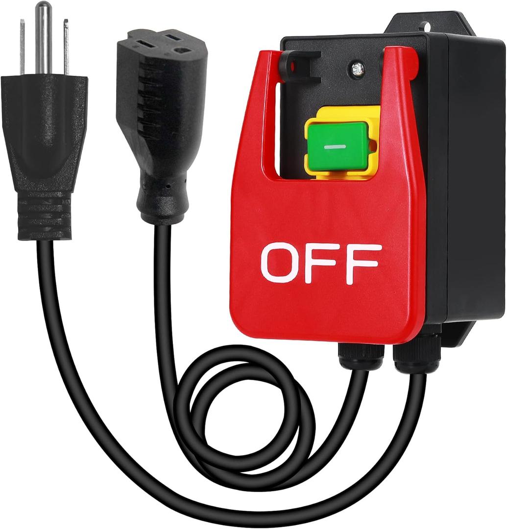 110V to 120V Single Phase On/Off Switch, Emergency Stop Switch, Table Saw Switch with Large Stop Sign Paddle for Quick Cut-Off of Power to Milling Machines and Electrical Equipment (Off)