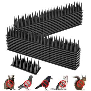 Aqjbh Bird Spikes, 20 Pack Squirrel Raccoon Pigeon Cat Animal Deterrent Spikes Anti-Climb for Outside Anti Animal Defender Spikes Outdoor to Keep Birds Away Black