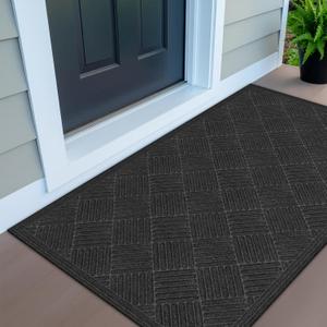 Apache Mills Textures Crosshatch Entrance Mat 2' x 3' Onyx, Synthetic (Black,charcoal)