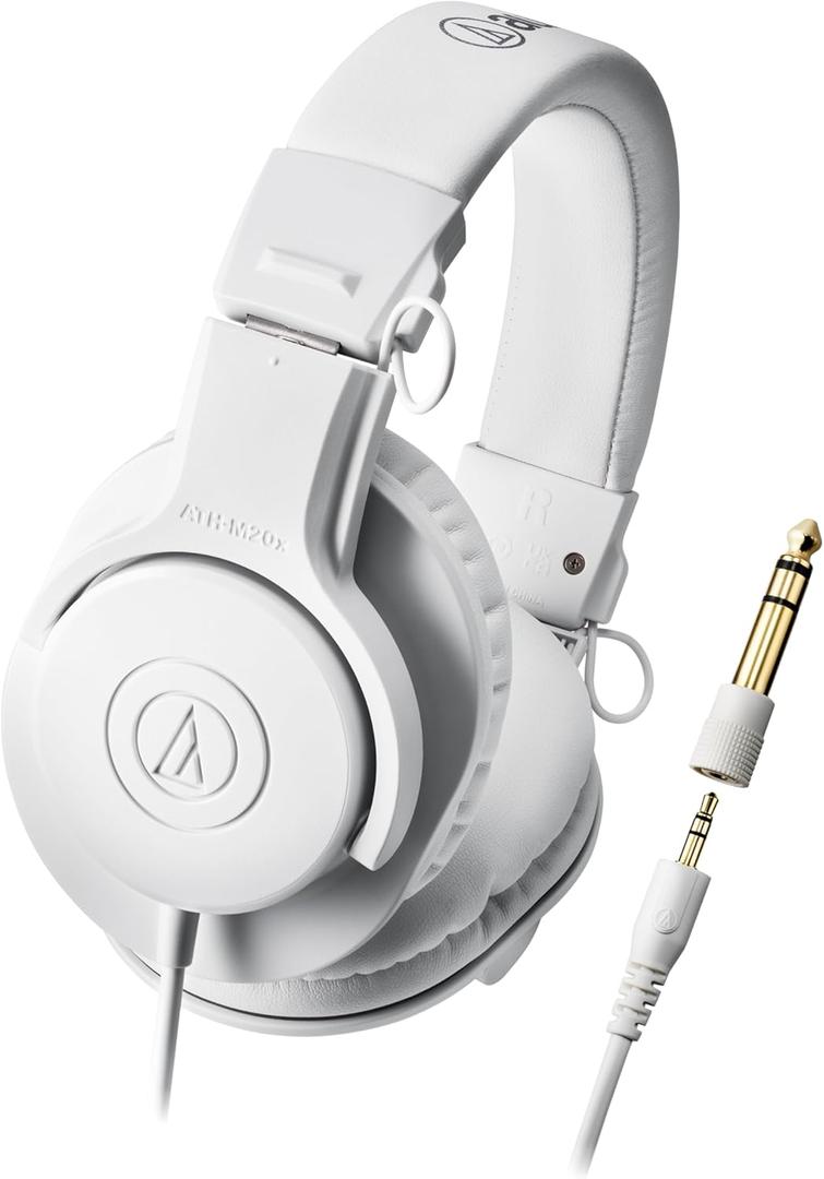 Audio-Technica ATH-M20x Professional Studio Monitor Headphones, White