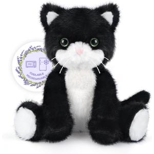 SuzziPals Heatable & Coolable Black and White Cat Stuffed Animal, Cat Heating Pad Microwavable for Soothing & Relaxation, Lavender Scented Tuxedo Cat Plush Toy for Stress Relief, Cat Toys for Kids