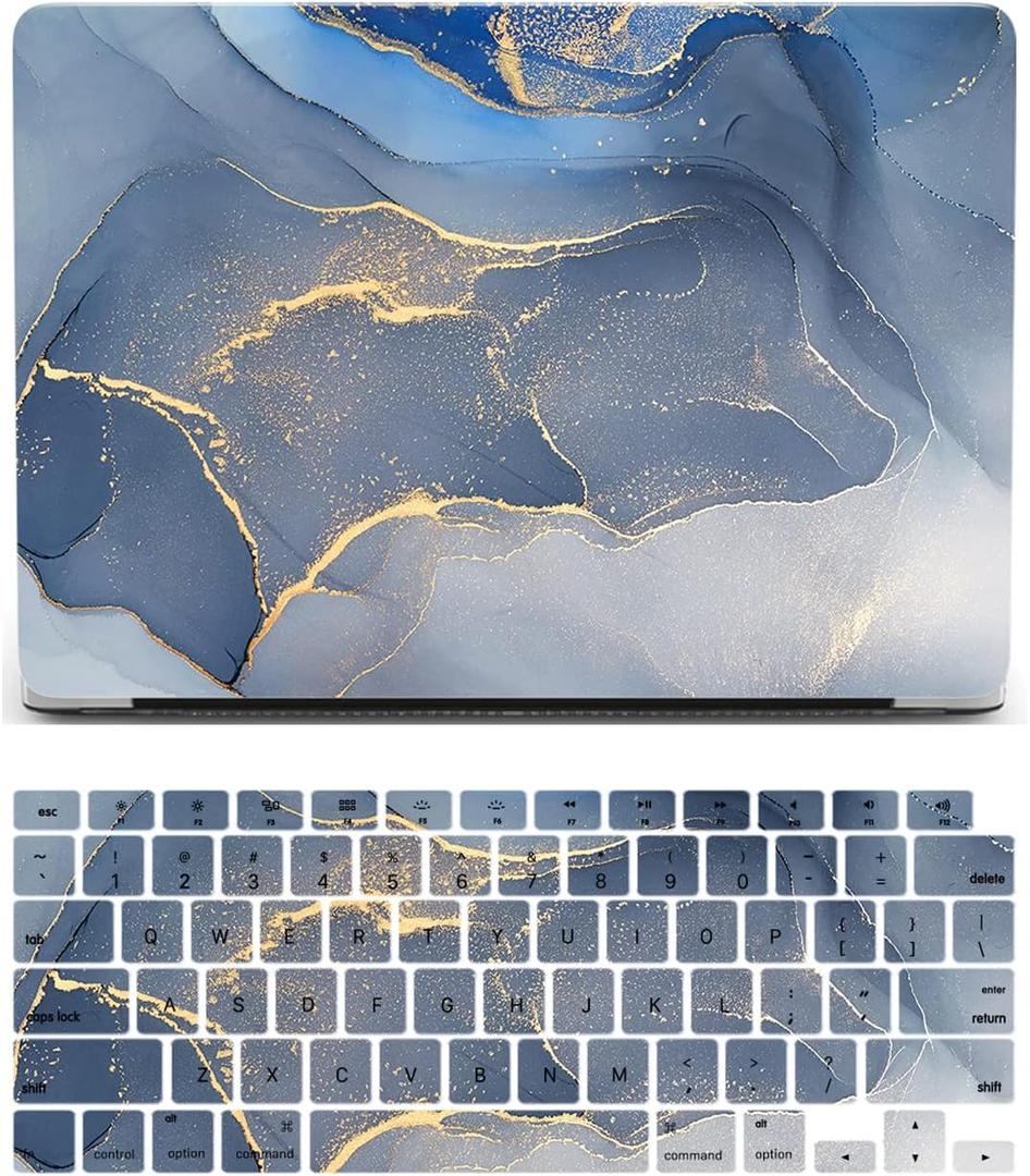 Compatiable for MacBook Air 13 Inch Case 2020-2018 A2337 M1 A2179 A1932 Retina Display Touch ID Plastic Hard Shell Case Keyboard Cover Skin - Blue Marble