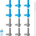 16Mcsouthpiece with Cleaning Brush, BPA-Free, Compatible with Zak Reusable Straw Cup Accessories (Blue, Gray)
