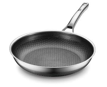 Aceself Non Stick Frying Pans,Hybrid 10 inch Frying Pans Nonstick,PFOA Free Cookware,non stick Stainless Steel Skillets,Dishwasher and Oven Safe, Works on Induction,Ceramic and Gas Cooktops