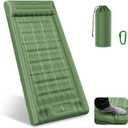 32.68" Extra Wide Sleeping Pad for Camping, Camping Mattress with Pillow, Inflatable Sleeping Pads with Built-in Foot Pump, 5.11" Thickened Sleeping Mat for Backpacking Hiking Tent (Army Green)