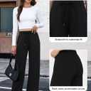 Womens Wide Leg Sweatpants High Waisted Lounge Pants with Drawstring Casual Athletic Yoga Workout Pants No Pockets (Black, L)