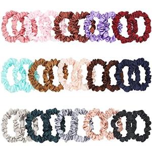 KECUCO 30Pcs Small Silk Satin Hair Scrunchies, Hair Ties for Women Girls Hair Accessories Gift (Multicolor A)