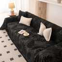 HANDONTIME Washable Couch Covers for Sofa Boho Couch Covers for 3 Cushion Sofa Pet Friendly Black Chenille Jacquard Couch Protector for Dogs Plant Branch Sectional Cover Sofa Slipcovers, 71" X 118"