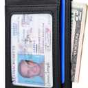 Buffway Slim Minimalist Front Pocket RFID Blocking Leather Wallets for Men and Women - Cross Black