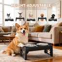 Elevated Dog Bowls for Small Medium Dogs - Adjustable Mess Proof Raised Dog Bowl Stand with 2 Premium 17oz Stainless Steel Food Bowl Dish Feeder Adjusts to 2.6’’- 5.3’’ Non-Slip Black