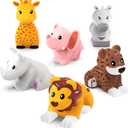 Tub Works Savanna Mold Free Bath Toys, 6 Pack | Sealed, No Hole Bath Toys Design Keeps Moisture Out | Soft, Squeezable & Float on Water | Easy-Grip Baby & Toddler Bathtub Toys | Great Baby Pool Toys